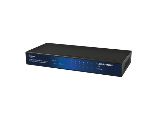 ALLNET ALL-SG8208PD, Ohanterad (100/1000/10000), Full duplex, Strömförsörjning via Ethernet (PoE) stöd