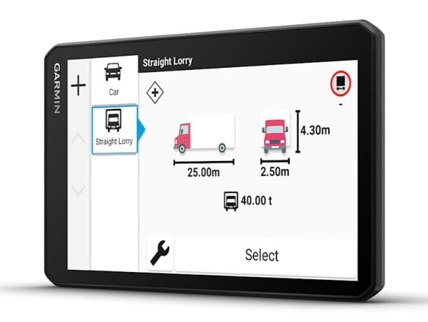 Garmin dezl LGV720, 17,6 cm (6,95"), 1024 x 600 piksler, TFT, 88,9 x 152,4 mm (3,5 x 6"), horisontalt, 89 x 152 mm