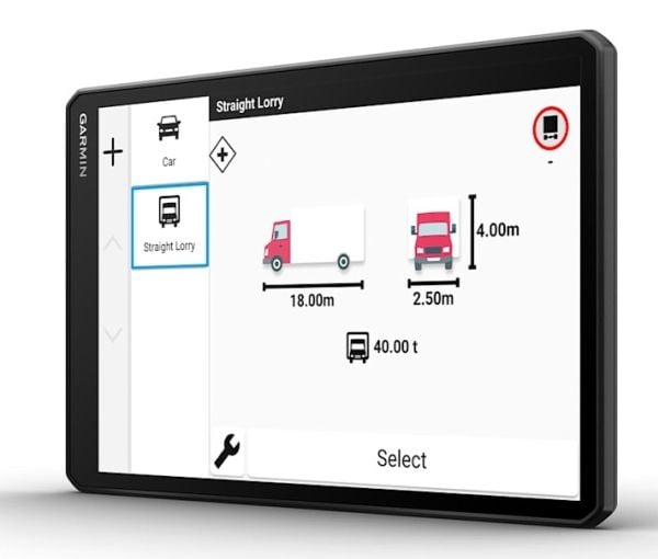 Garmin dezl LGV1020, 25,6 cm (10,1"), 1280 x 800 pikseliä, TFT, 134,6 x 215,9 mm (5,3 x 8,5"), vaakasuora, 135 x 216 mm
