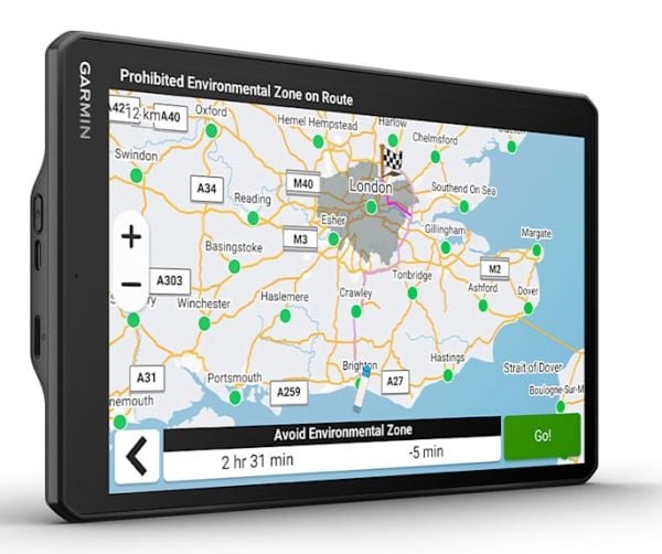 Garmin dezl LGV1020, 25,6 cm (10,1"), 1280 x 800 pikseliä, TFT, 134,6 x 215,9 mm (5,3 x 8,5"), vaakasuora, 135 x 216 mm