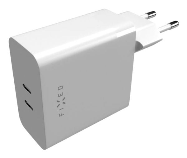 FIXED - Strømadapter - 65 watt - PD 3.0, SFC 2.0 - 2 utgangskontakter (USB-C) - hvit