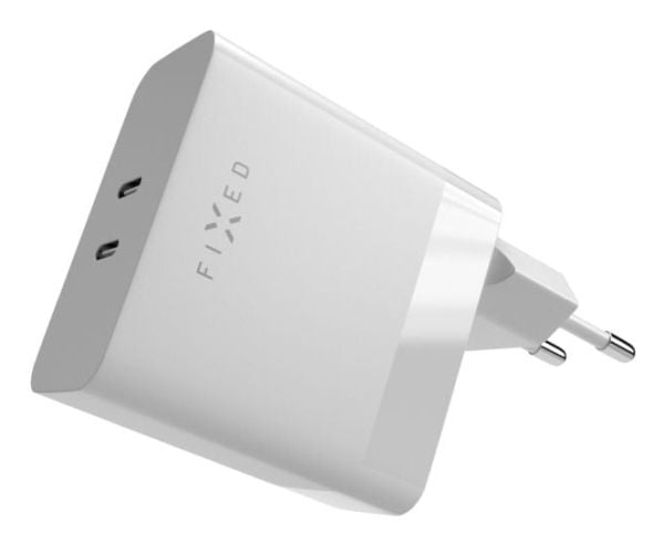 FIXED - Strømadapter - 65 watt - PD 3.0, SFC 2.0 - 2 utgangskontakter (USB-C) - hvit