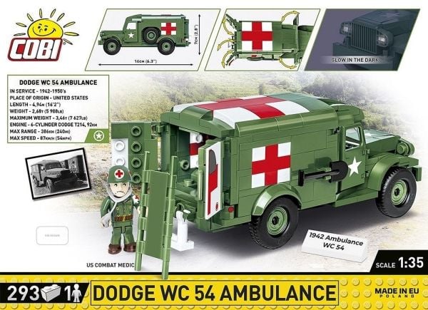 COBI Dodge WC-54 Ambulance, Byggeklosser, 7 år, 293 stykker