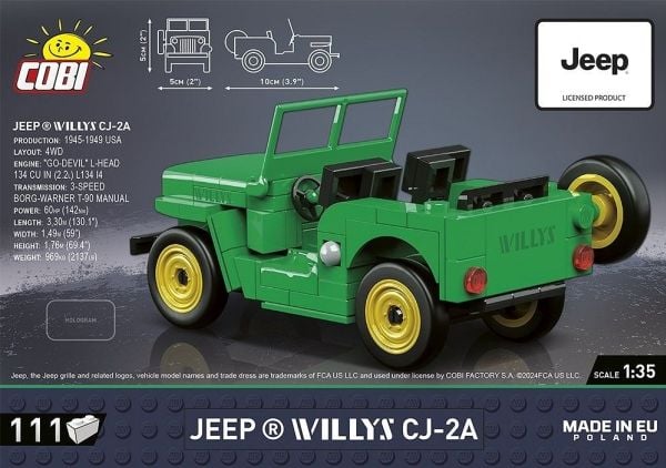 COBI Jeep Willys CJ-2A, Byggklossar, 6 År, 111 styck