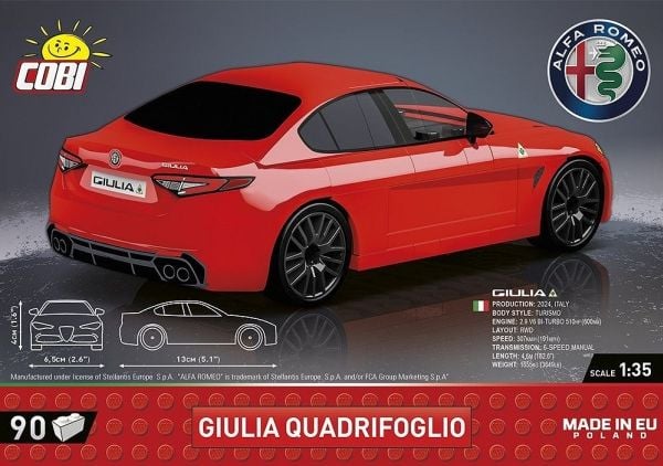 COBI Giulia Quadrifoglio, Byggesett, 6 år, Plast, 90 stykker