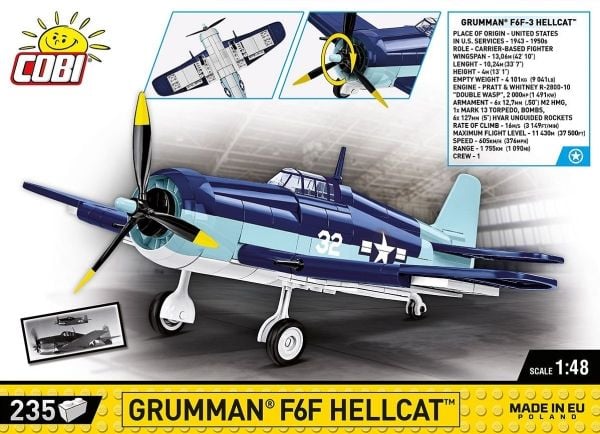 COBI Grumman F6F Hellcat, Byggeklosser, 6 år, 235 stykker