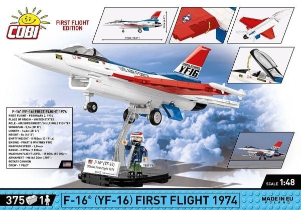 Cobi COBI 5892 Armed Forces F-16 (YF-16) jager- og angrepsfly First Flight 1974 375 blokker