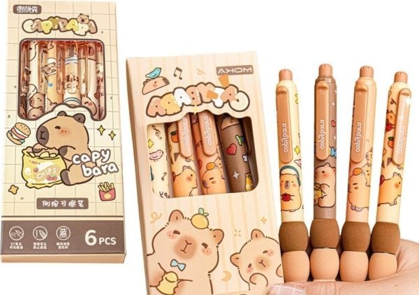 LeanToys set med reservoar-/gelpennor kapybara 6 st blå bläck