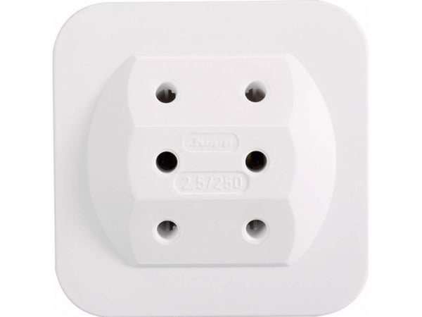 Kopp 174902005, Typ C (Europlug), 250 V, 2,5 A, Vit, 115 mm, 95 mm