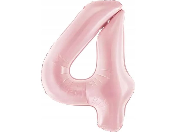 Folieballong Nummer 4 86cm lys rosa 76167