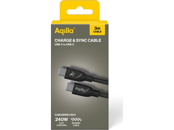 AQIILA B4BD881 USB C lade-/sync-kabel, USB-C plugg til USB-C plugg, 3 m (AQCBPBICB4BD881)