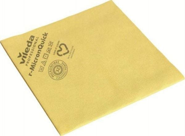 Microfiberklud r-MicronQuick 40x38cm Svanemærket gul 70% genbrugsplast,5 stk/pk