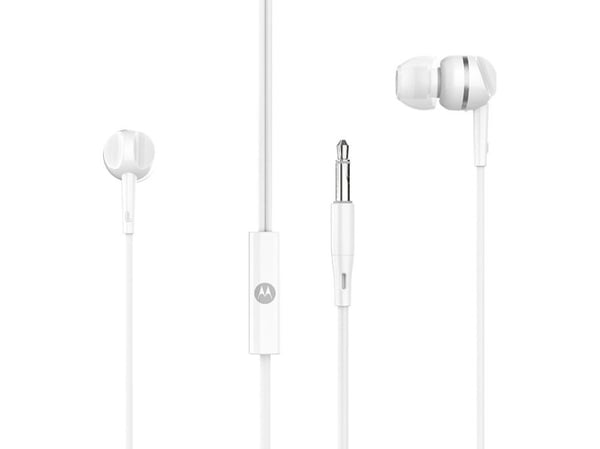 Motorola Pace 105 - Hörlurar med mikrofon - inuti örat - kabelansluten - 3,5 mm kontakt - vit