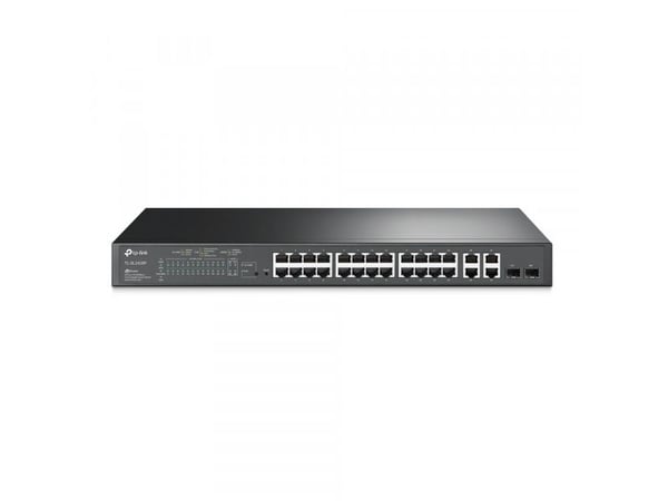 TP-Link Smart PoE Switch T1500-28PCT - Switch - 24 x 10/100 (PoE) + 2 x SFP + 4 x 10/100/1000 - rackmonterbar - PoE