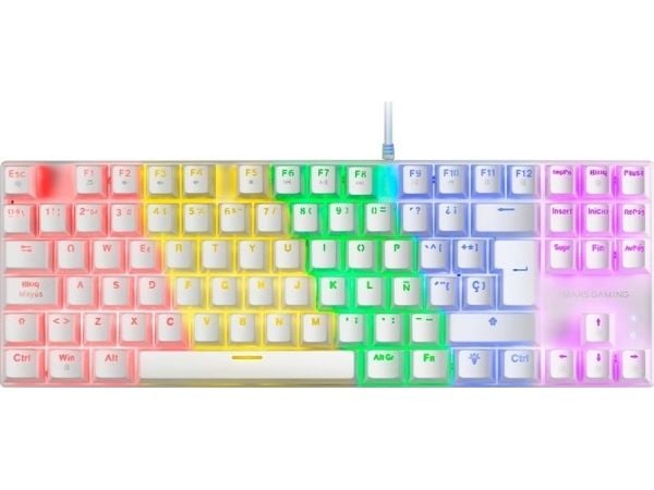 Mars Gaming MK80, Koblet med ledninger (ikke trådløs), USB, Mekanisk nøkkelbryter, QWERTY, RGB LED, Hvit