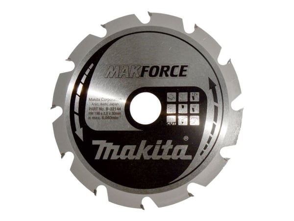 Makita MAKFORCE - Sirkelformet sagblad - for tre - 190 mm - 12 tenner