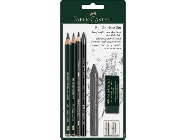 Faber-Castell Pitt Graphite set - Sett med fettstift og blyant - grafitt - 2B, 6B - 5 deler