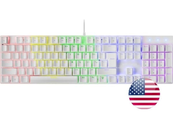 Mars Gaming MK422, Koblet med ledninger (ikke trådløs), USB, Mekanisk nøkkelbryter, QWERTY, RGB LED, Hvit