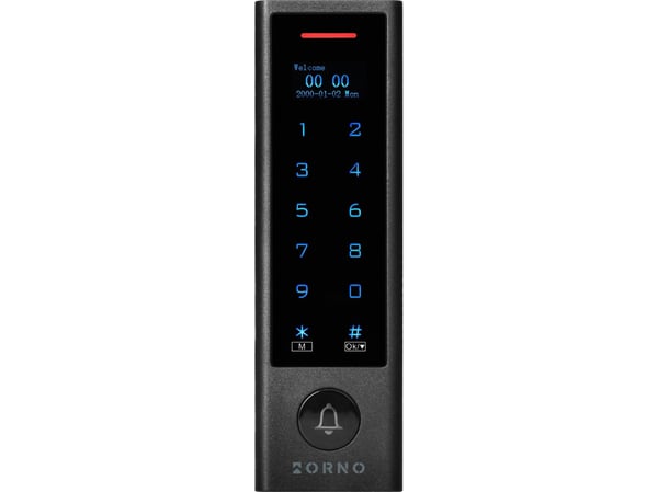 Orno kodelås med berøring, kort- og nøkkelbrikkelese, OLED, Wi-Fi, IP68, 1 relé 3A, Powered by TUYA