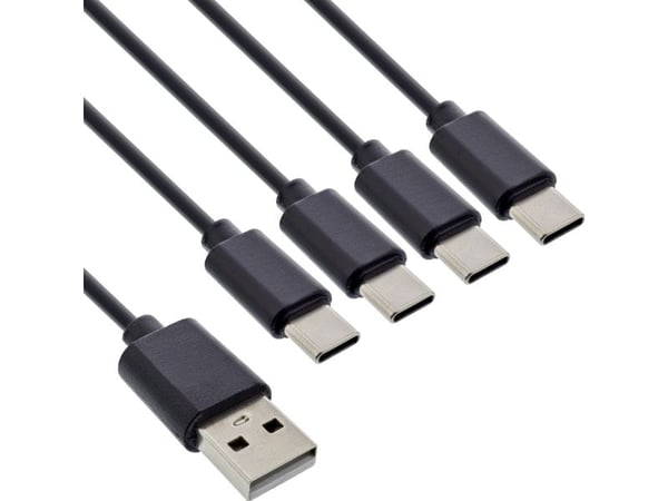 InLine 35146, 0,5 m, USB A, 4 x USB-C, USB 2.0, Svart