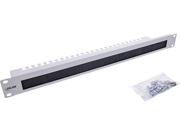 Rittal InLine® 19" kabelgjennomføringsplate med børste og kabelhylle, 1HE, RAL 7035