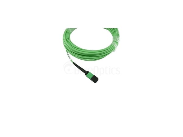 BlueOptics Fiber Optic Breakout Cable, MTP/UPC, 4xDuplex LC/UPC, 5 meter, Multimode G50/125µm, OM5, Branded Fiber, 3,0 mm LSZH limegrønn, 8 kjerner...
