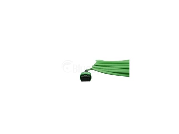 BlueOptics Fiber Optic Breakout Cable, MTP/UPC, 4xDuplex LC/UPC, 5 meter, Multimode G50/125µm, OM5, Branded Fiber, 3,0 mm LSZH limegrønn, 8 kjerner...
