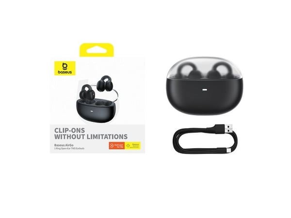 Baseus AirGo 1 Ring, True Wireless Stereo (TWS), Samtaler/musikk, 20 - 20000 Hz, Hodesett, Sort