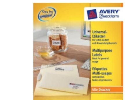Avery Zweckform Universal - Hvit - 37 x 70 mm 4800 etikett(er) (200 ark x 24) etiketter