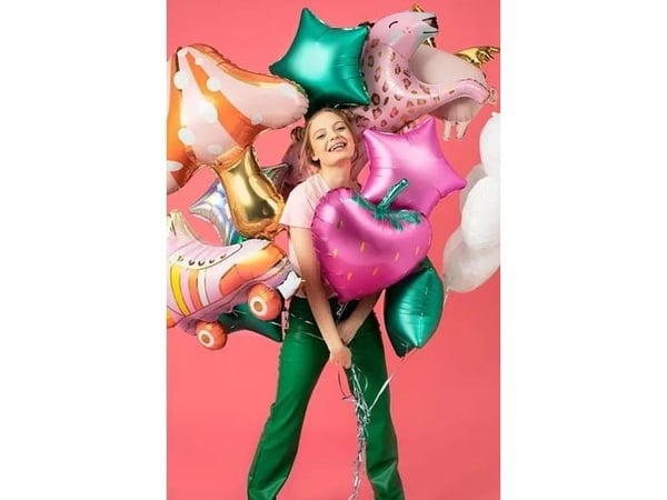 PartyDeco Strawberry, Lekeballong, Assorterte farger, Hjerte (form), 450 mm, 420 mm, 50 stykker