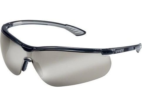 Vernebriller Uvex Sportstyle, grå linse, antidugg fra innsiden, Silvermirror-belegg, svarte/grå ben Pakket i kartong 1 stk.