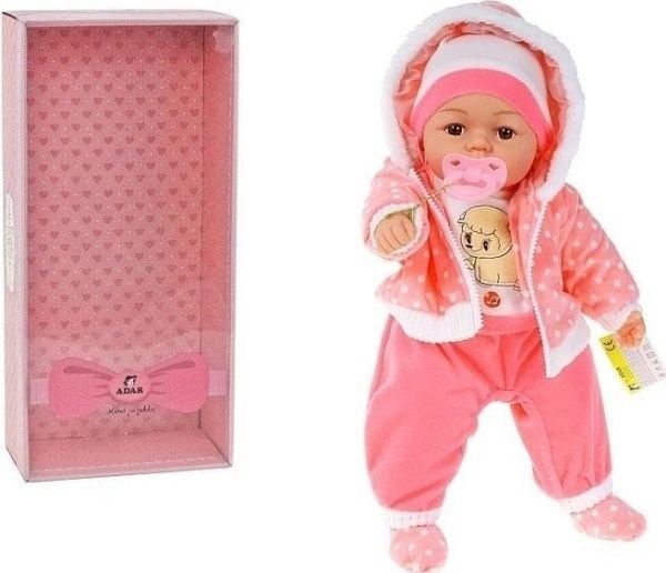 Babydukke 45 cm med smokken med lyd i eske 543195-560222 Adar