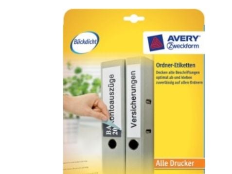 Avery L4760-10, Hvit, Avrundet rektangel, Permanent, 38 x 192 mm, A4, Ringperm