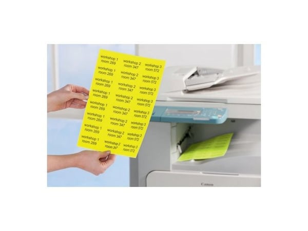 Avery L6006-25, Keltainen, Pyöristetty suorakulmio, Irroitettava, A4, Paperi, 1 kpl