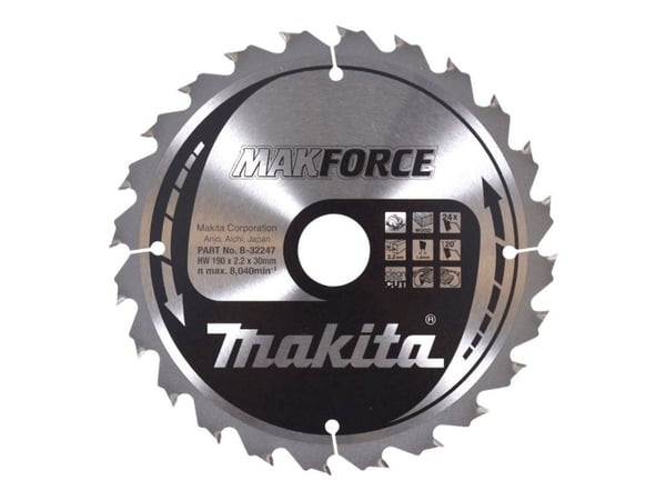 Makita MAKFORCE - Sirkelformet sagblad - for tre - 190 mm - 24 tenner