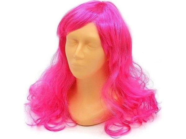 Lang parykk neon pink