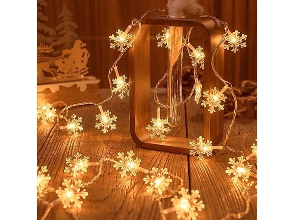 Julelys Aigostar LED snøfnugg/stjerne 3 m/20 lamper, varm hvit, batteridrevet 3xAA EHD-LS04