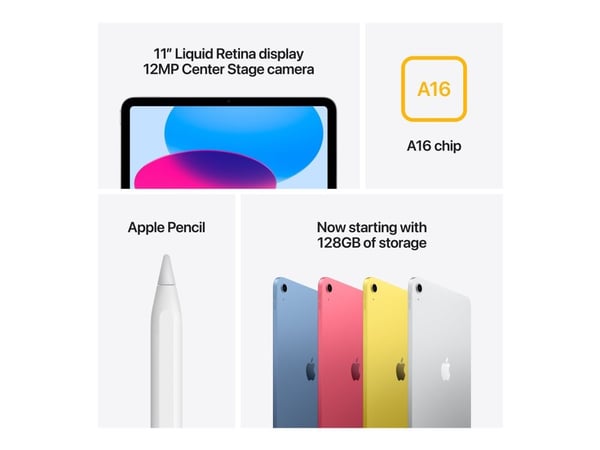 Apple iPad A16 Wi-Fi + Cellular - Tablet - 256 GB - 11" IPS (2360 x 1640) - 3G, 4G, 5G - gul