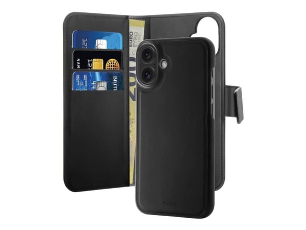 Puro Etui z ekoskóry Puro Wallet Detachable MagSafe 2w1 z klapką i portfelem do iPhone 16 Plus - lajittelu