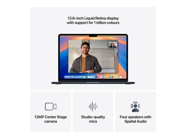 Apple MacBook Air - M4 - Apple M4 10-core - 24 GB RAM - 512 GB SSD - 13.6" IPS 2560 x 1664 (WQXGA) - Wi-Fi 6E, Bluetooth - midnatt - kbd: Dansk