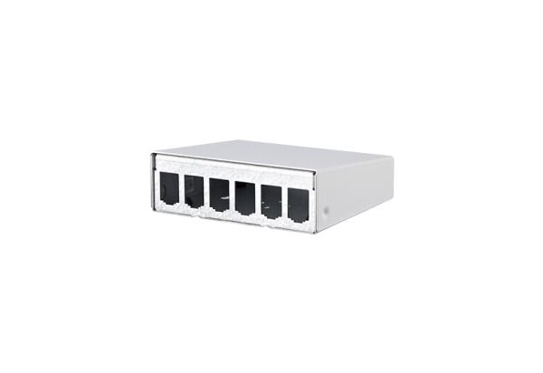 BTR E-DAT modul - Overflatemonteringsboks for nettverk - veggmonterbar - CAT 6a - ren hvit, RAL 9010 - 6 porter