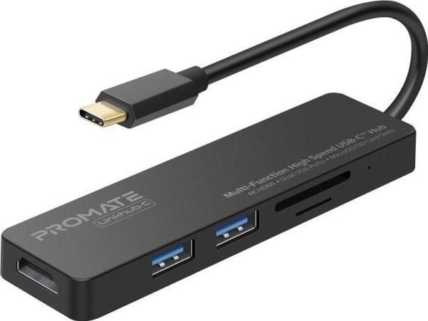 Promate LinkHub-C, USB 3.2 Gen 1 (3.1 Gen 1) Type-C, HDMI, USB 3.2 Gen 1 (3.1 Gen 1) Type-A, MicroSD (TransFlash), MicroSDHC, MicroSDXC, SD, SDHC, ...