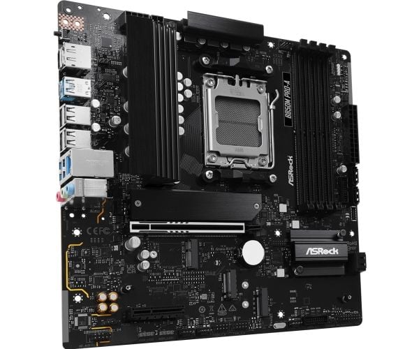 ASRock B850M Pro-A - Hovedkort - micro ATX - Socket AM5 - AMD B850 Chipset - USB 3.2 Gen 2, USB-C 3.2 Gen2, USB 3.2 Gen 1 - 2.5 Gigabit LAN - innby...