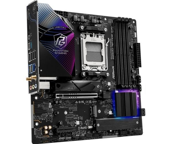 ASRock Phantom Gaming B850M RIPTIDE WIFI - Hovedkort - micro ATX - Socket AM5 - AMD B850 Chipset - USB 3.2 Gen 2, USB-C 3.2 Gen2, USB 3.2 Gen 1 - 2...