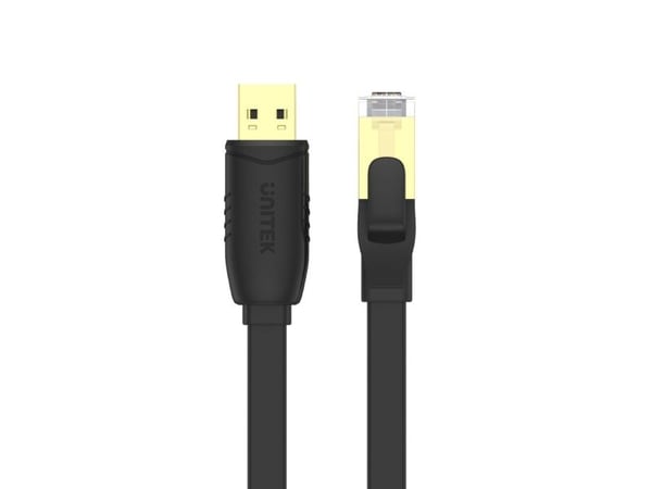 Unitek - USB / seriell-kabel - USB (hann) til RJ-45 (hann) shielded - 1.8 m - flat, rollover cable - svart