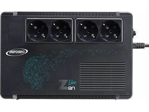 Infosec Zen Live 500, Linje-Interactive, 0,5 kVA, 300 W, Sinus, 162 V, 290 V