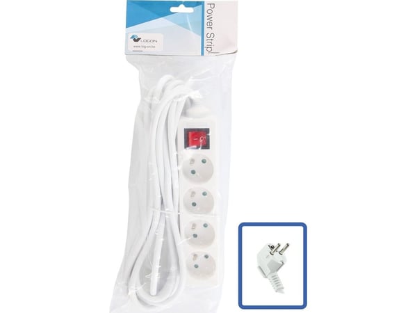 LOGON PROFESSIONAL LPS070, 5 m, Sisätila, 1,5 mm², Valkoinen, 4 AC-pistorasia(a), 230 V