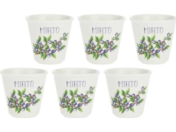 LA PORCELLANA BIANCA LIQUORELLI - sett med 6 glass til myrtelíkør 75 ml