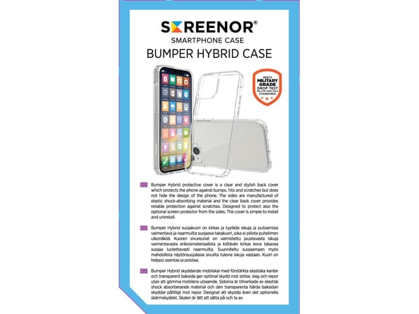 Screenor BUMPER, Suojus, Samsung, Galaxy S25 Ultra, 17,5 cm (6.9"), Läpinäkyvä