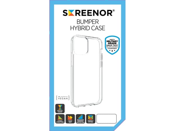 Screenor BUMPER, Suojus, Apple, iPhone 16e, 15,5 cm (6.1"), Läpinäkyvä